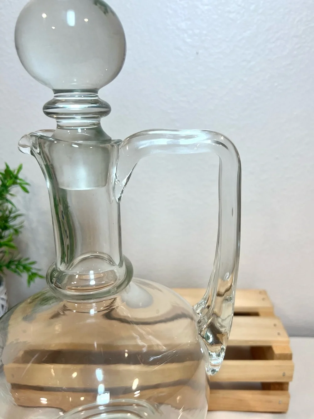 Toscany Vintage Hand-Blown Etched Glass Decanter w Globe Stopper | EUC | HEAVY